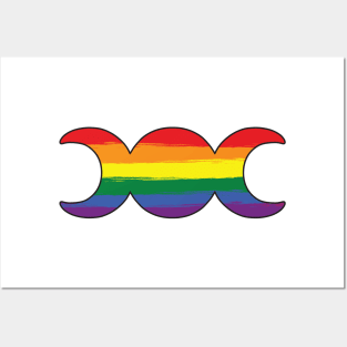 Witchy Triple Moon Goddess Symbol - Rainbow Posters and Art